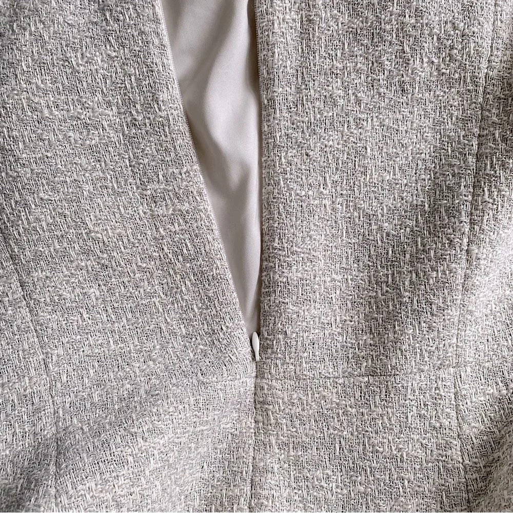 MM LAFLEUR LINDSAY COTTON TWEED SWING DRESS ELEGANT ROMANTIC CAREER Gray Ivory 6 - Picture 7 of 10